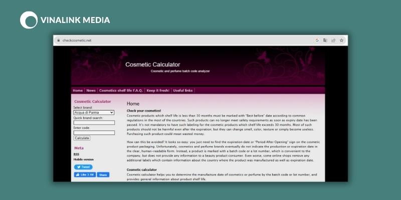 Website check mã code Checkcosmetic